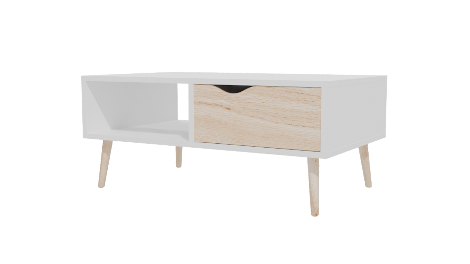 Modern White Oak Coffee Table 3D - Professional 3D Model Render 12
