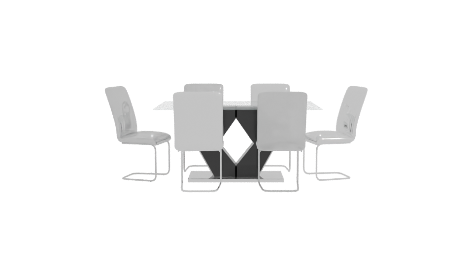 Contemporary Glass Dining Table Set - Professional 3D Model Render 11