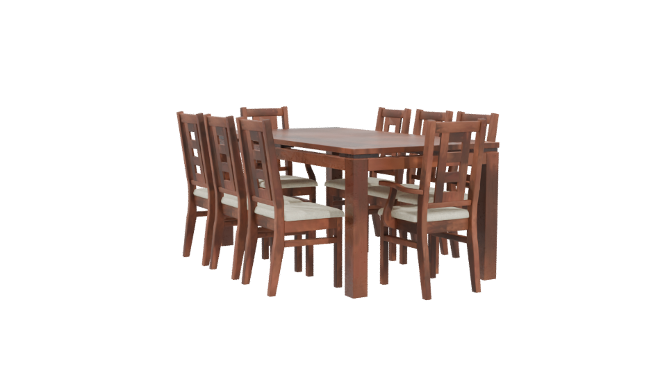 Elegant Wooden Dining Table Set - Professional 3D Model Render 4