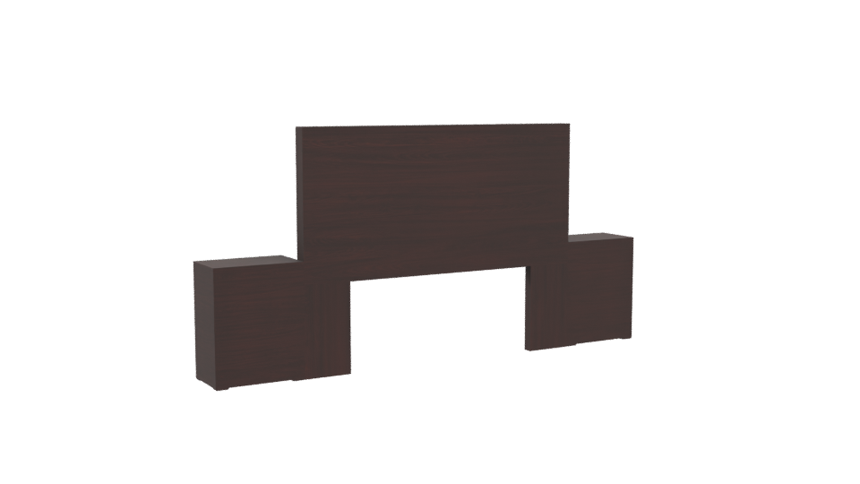 Stylish Wooden Bedroom Headboard with Nightstands 3D Model - Professional 3D Model Render 4