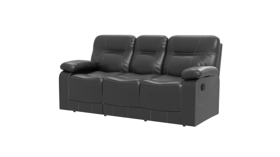 Stylish Black Leather Sofa 3D - Professional 3D Model Render 12