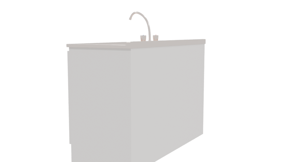 Minimalist Kitchen Sink Unit 3D - Professional 3D Model Render 3