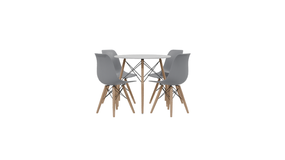 Modern Round Table and Chairs Set - Professional 3D Model Render 2