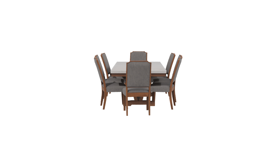 Stylish Wooden Dining Table Set - Professional 3D Model Render 2