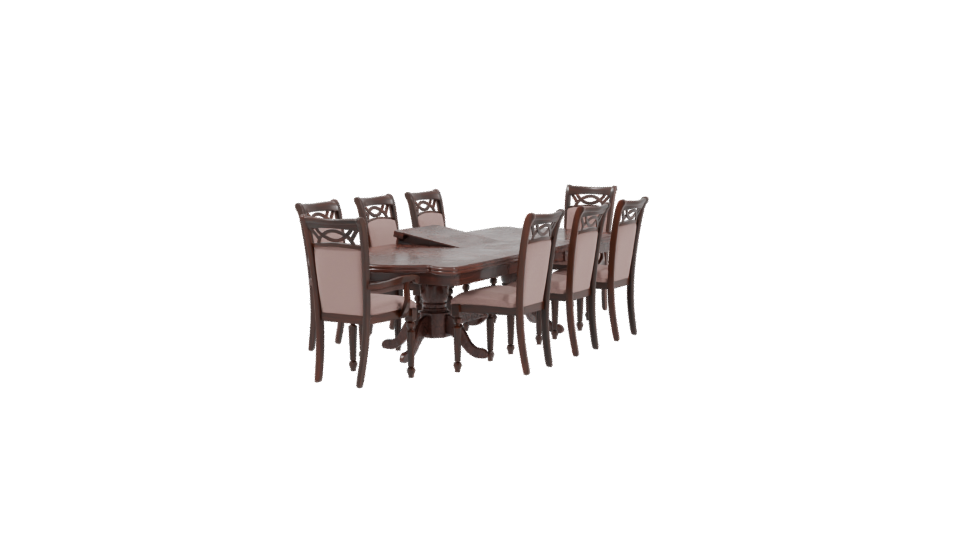 Classic Dining Table Set 3D Model - Professional 3D Model Render 3