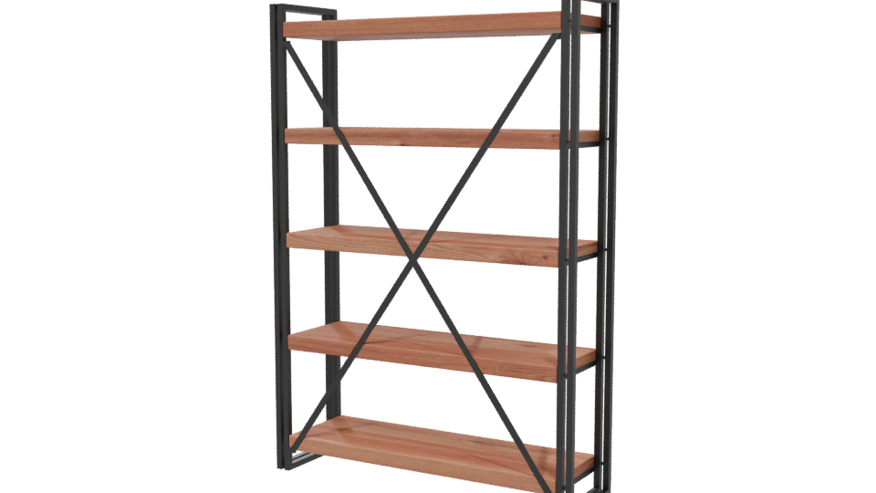Industrial Style Wooden Shelving Unit - Professional 3D Model Render 6