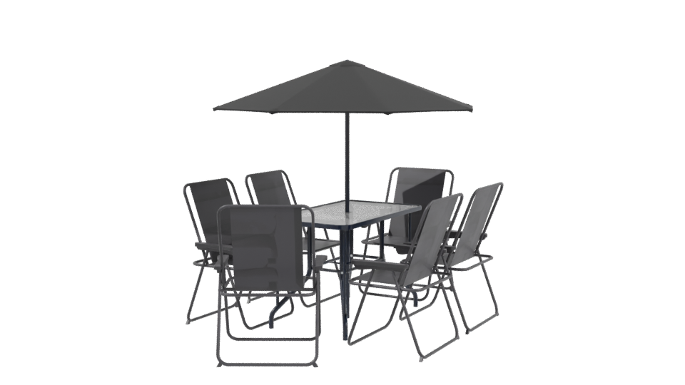 Stylish Outdoor Dining Set with Umbrella 3D Model - Professional 3D Model Render 3