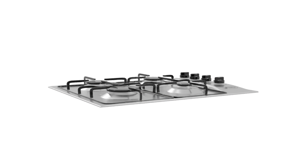 Modern Gas Cooktop 4 Burners 3D - Professional 3D Model Render 10