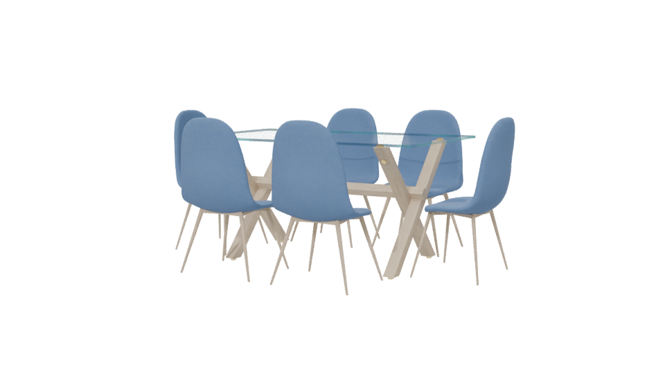 Stylish Glass Dining Table Set - Professional 3D Model Render 6