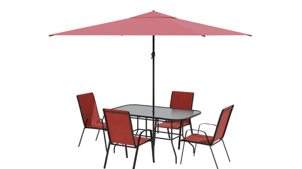 Stylish Outdoor Dining Set with Umbrella 3D Model - Professional 3D Model Render 9