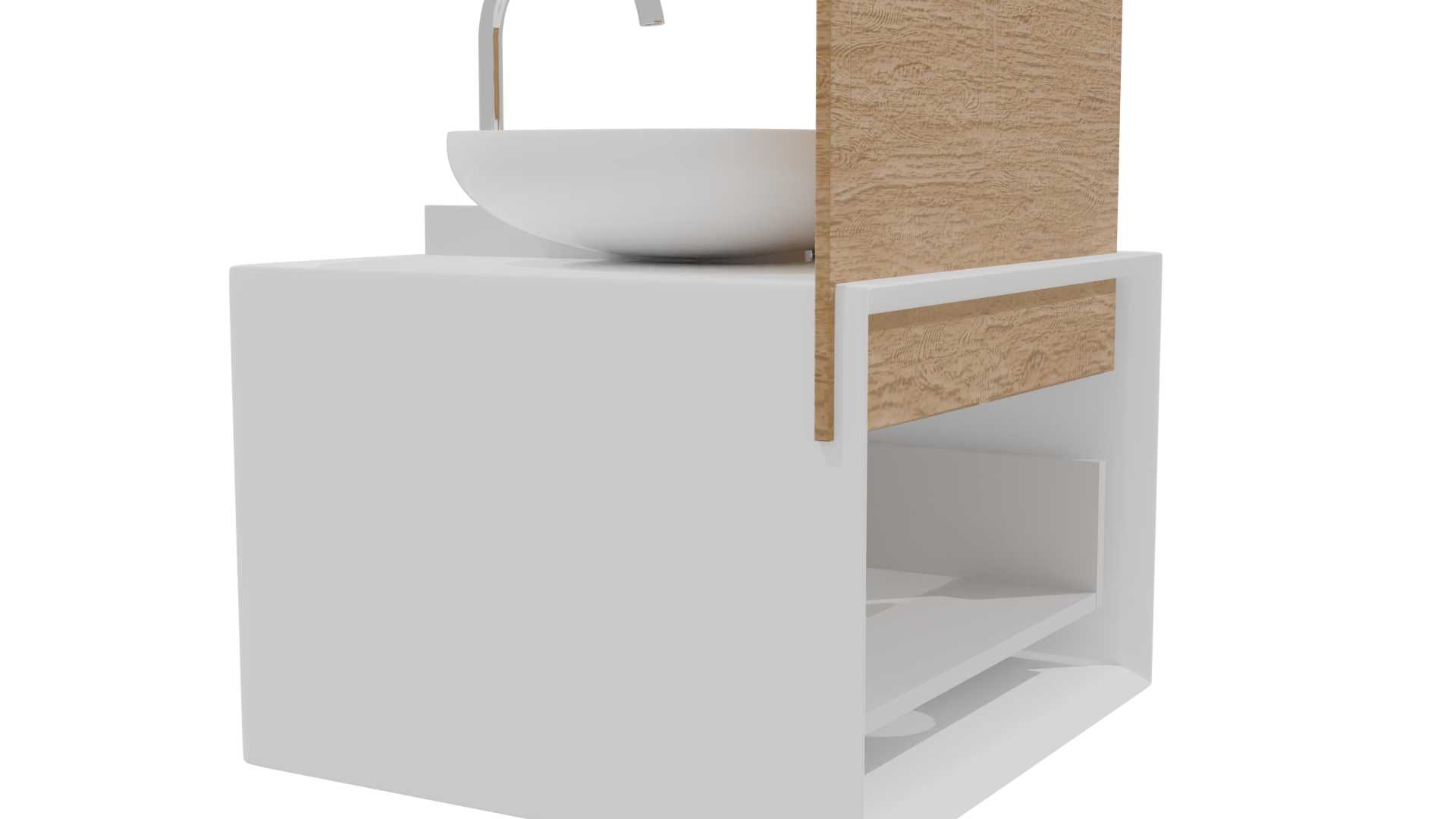 Minimalist Wooden Bathroom Sink - Professional 3D Model Render 9