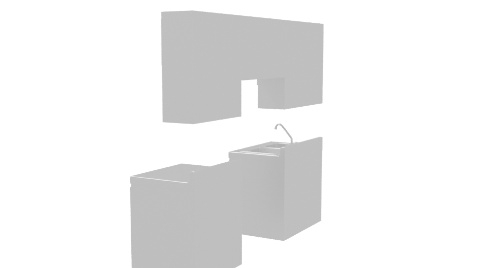 Sleek Modern Kitchen Cabinet Set - Professional 3D Model Render 3