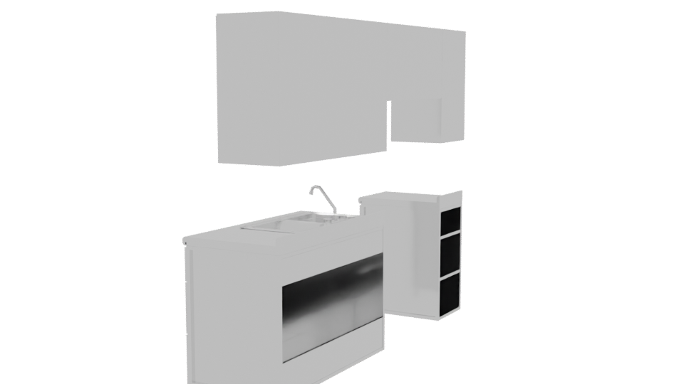 Stylish Kitchen Cabinet Set 3D - Professional 3D Model Render 3