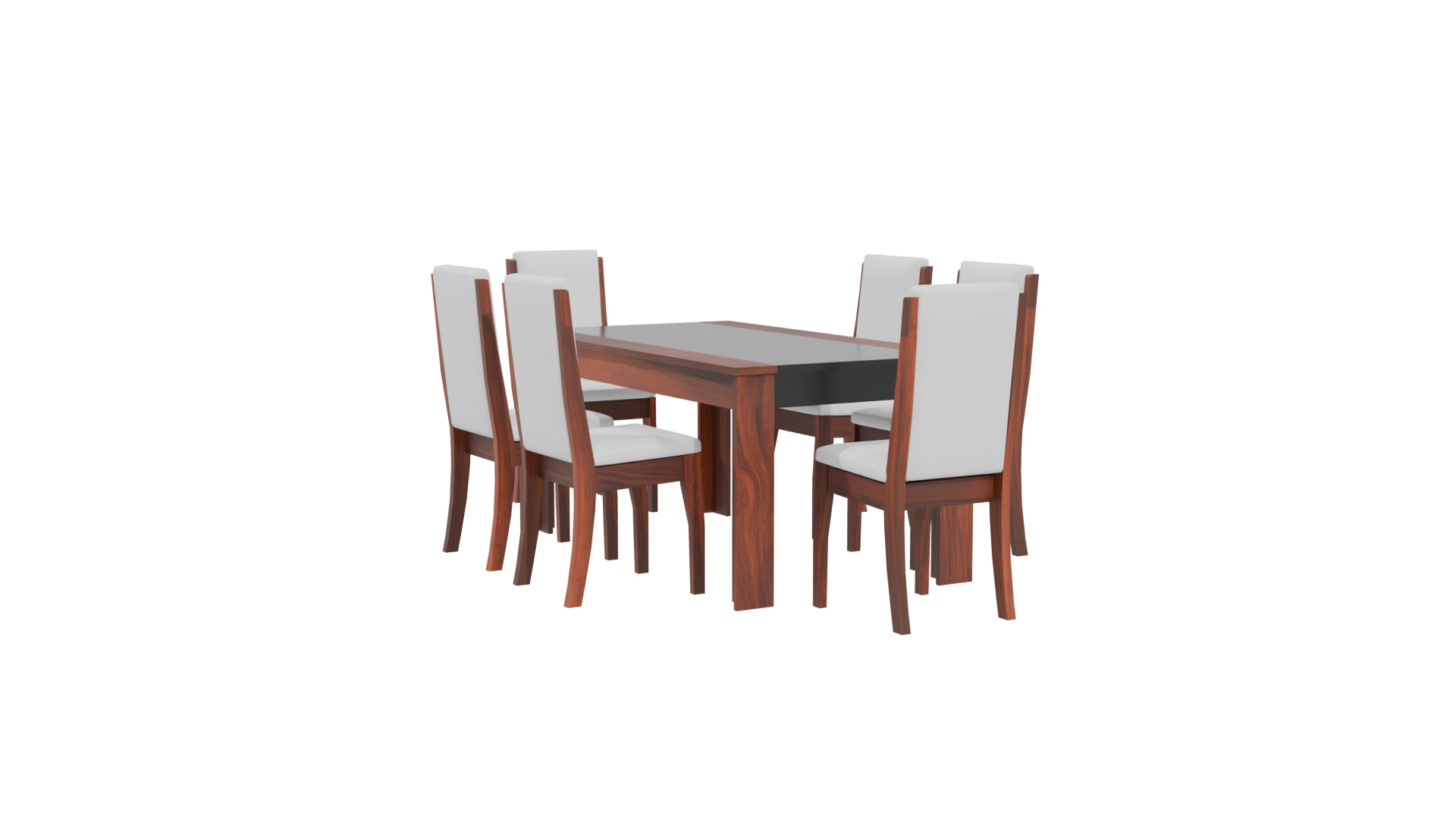 Elegant Wooden Dining Table Set 3D Model - Professional 3D Model Render 4