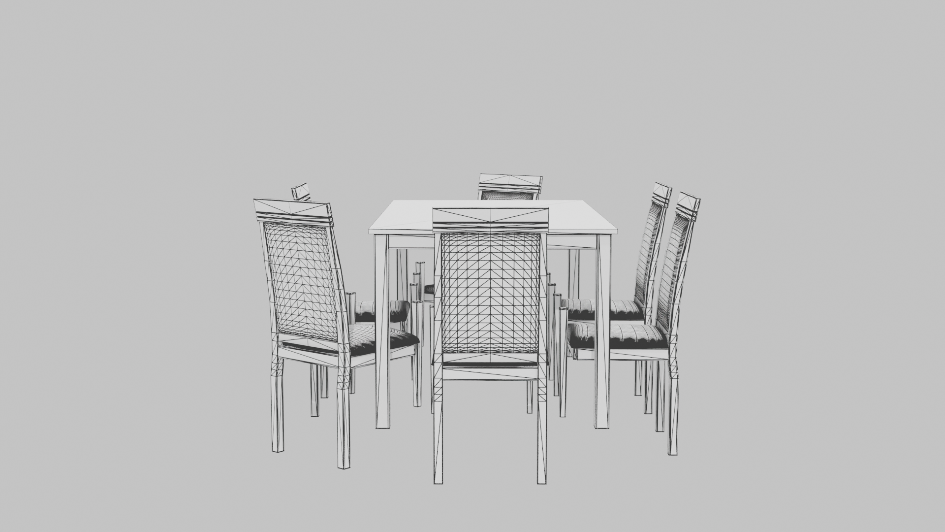 Elegant Wooden Dining Table Set 3D Model - Professional 3D Model Render 8