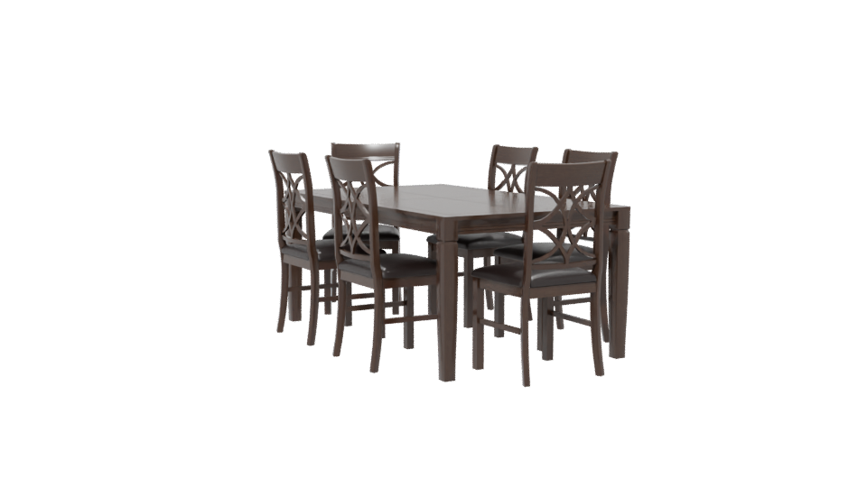 Elegant Wooden Dining Table Set - Professional 3D Model Render 13