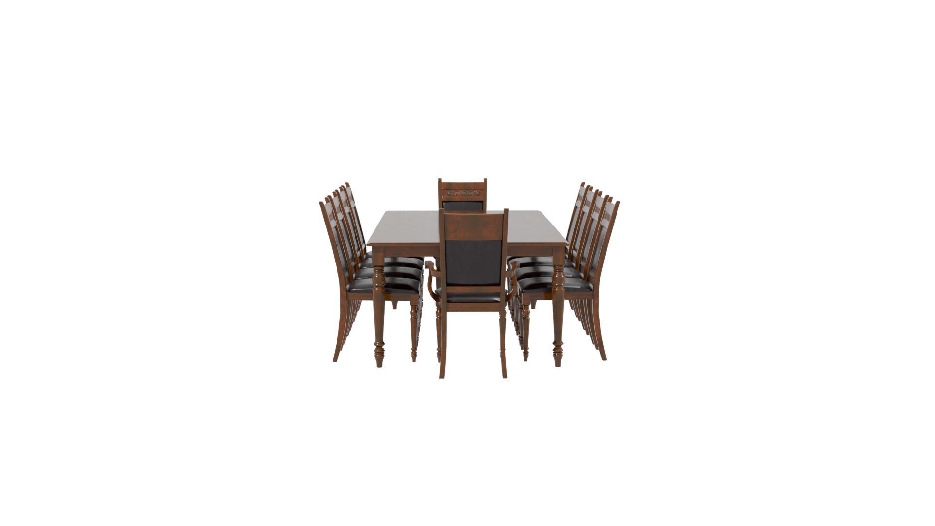 Elegant Wooden Dining Table Set - Professional 3D Model Render 2