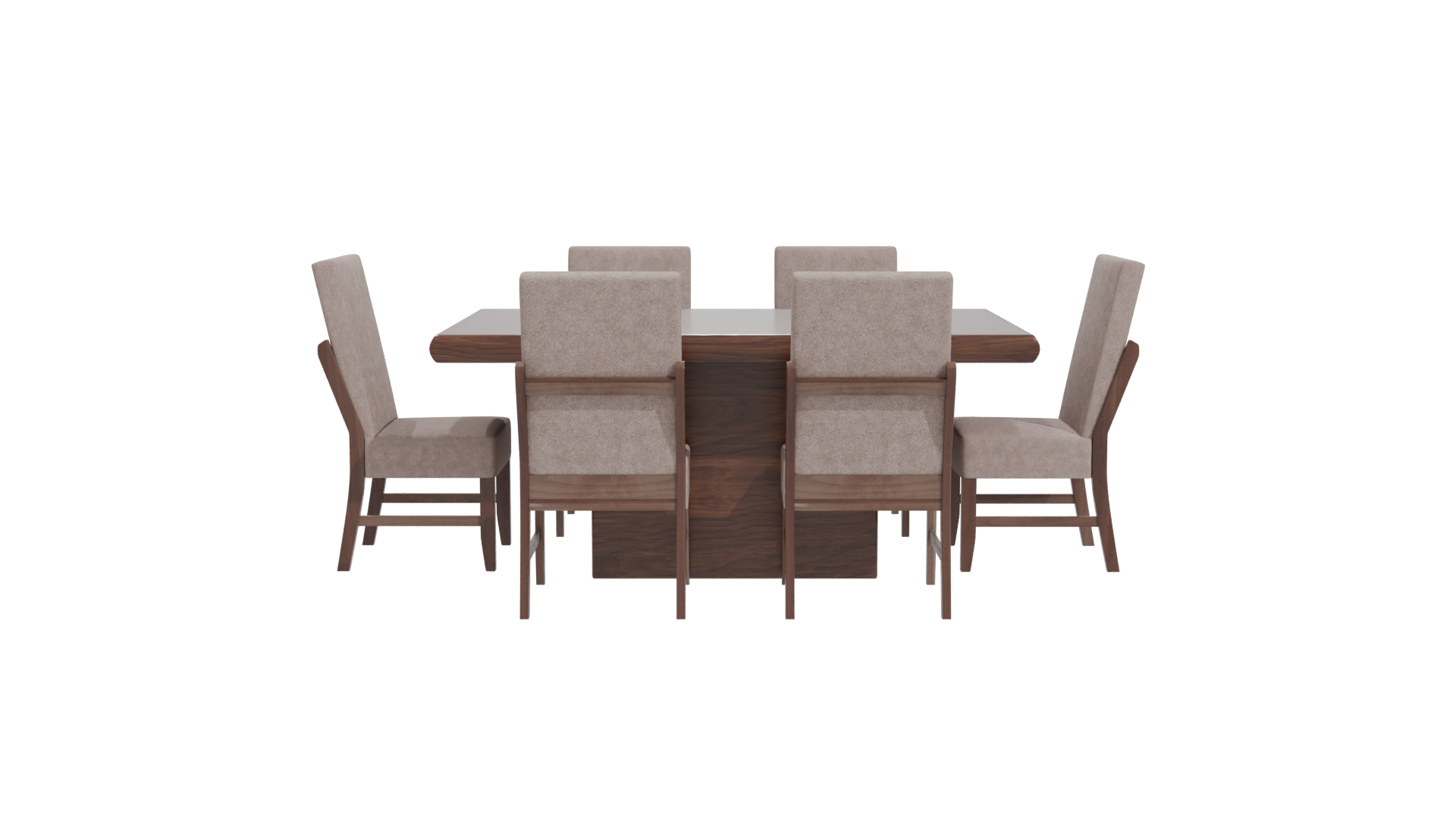 Stylish Wooden Dining Table Set - Professional 3D Model Render 20