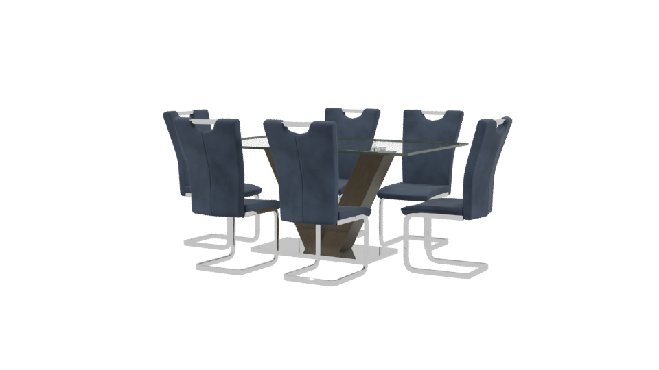 Modern Glass Dining Table Set - Professional 3D Model Render 3