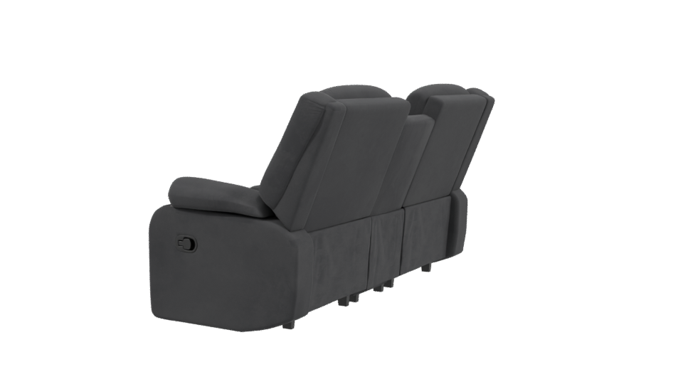 Reclining Black Love Seat 3D - Professional 3D Model Render 3