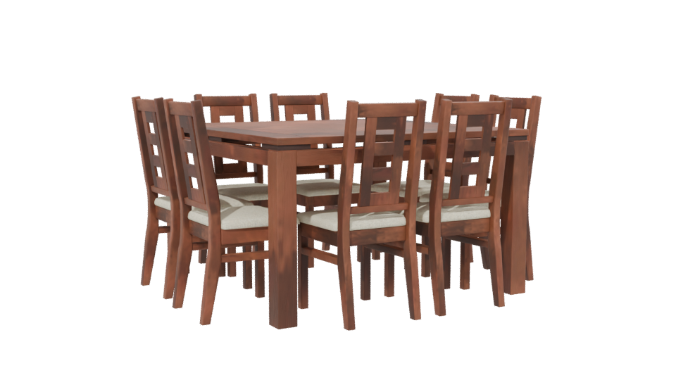 Stylish Wooden Dining Table Set 3D Model - Professional 3D Model Render 13