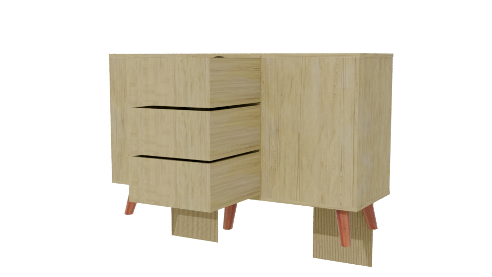 Vintage Wooden Sideboard 3D Model - Professional 3D Model Render 6