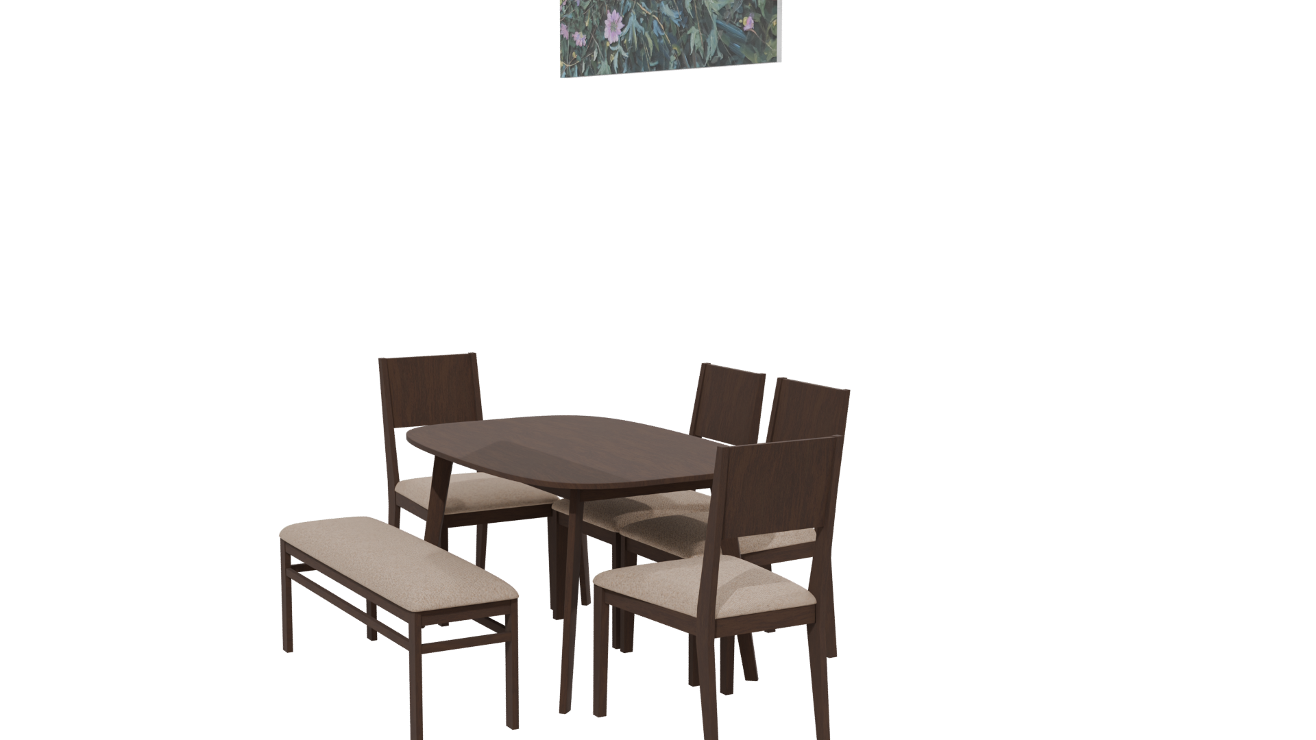 Stylish Wooden Dining Set 3D - Professional 3D Model Render 13
