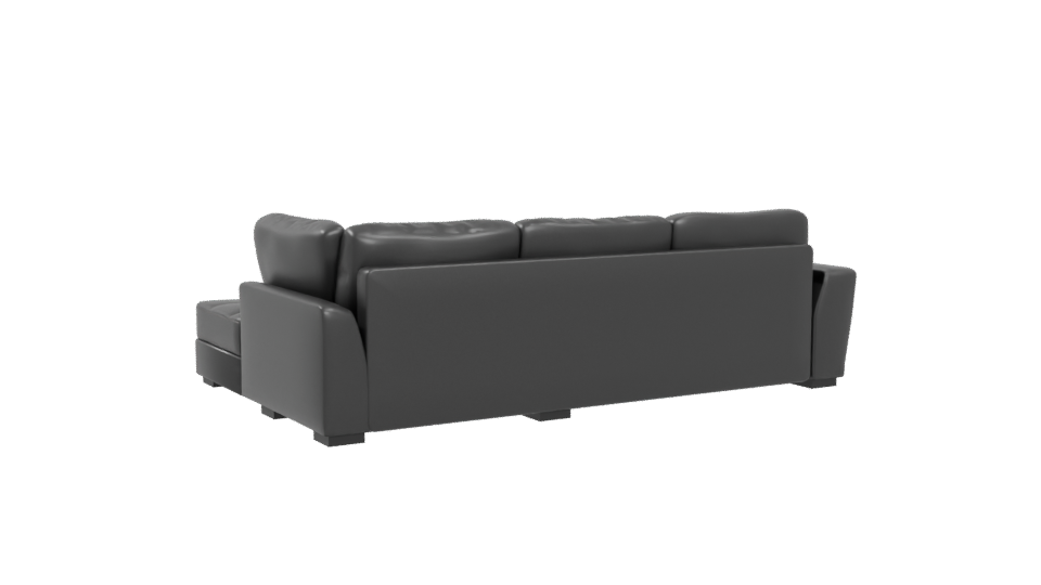 Contemporary Black Leather Sectional Sofa 3D Model - Professional 3D Model Render 4