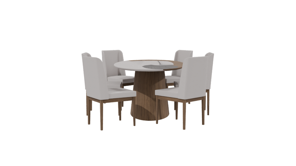 Contemporary Round Dining Table Set - Professional 3D Model Render 2