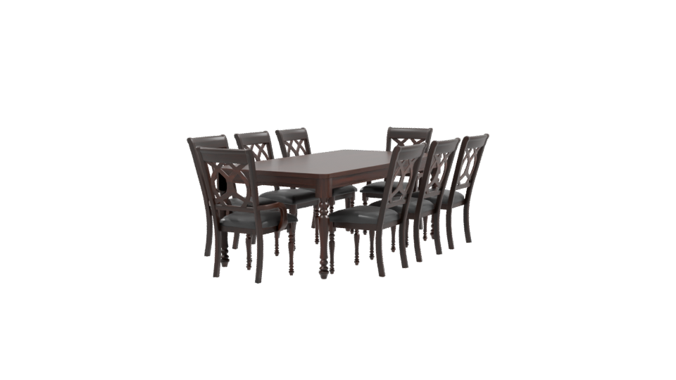 Elegant Wooden Dining Set Model - Professional 3D Model Render 9