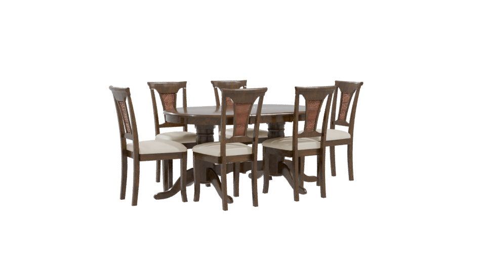 Elegant Wooden Dining Table Set 3D Model - Professional 3D Model Render 10