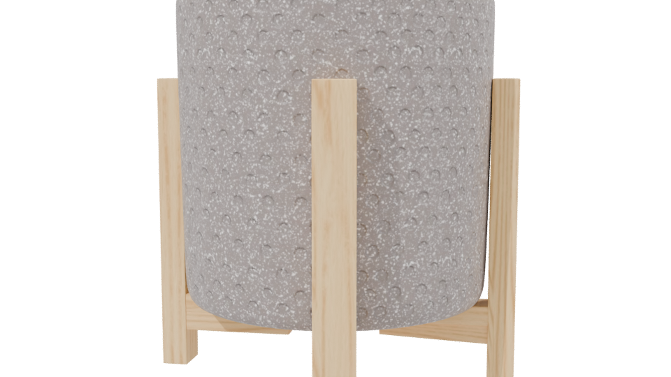 Stylish Modern Planter with Wooden Stand 3D Model - Professional 3D Model Render 2