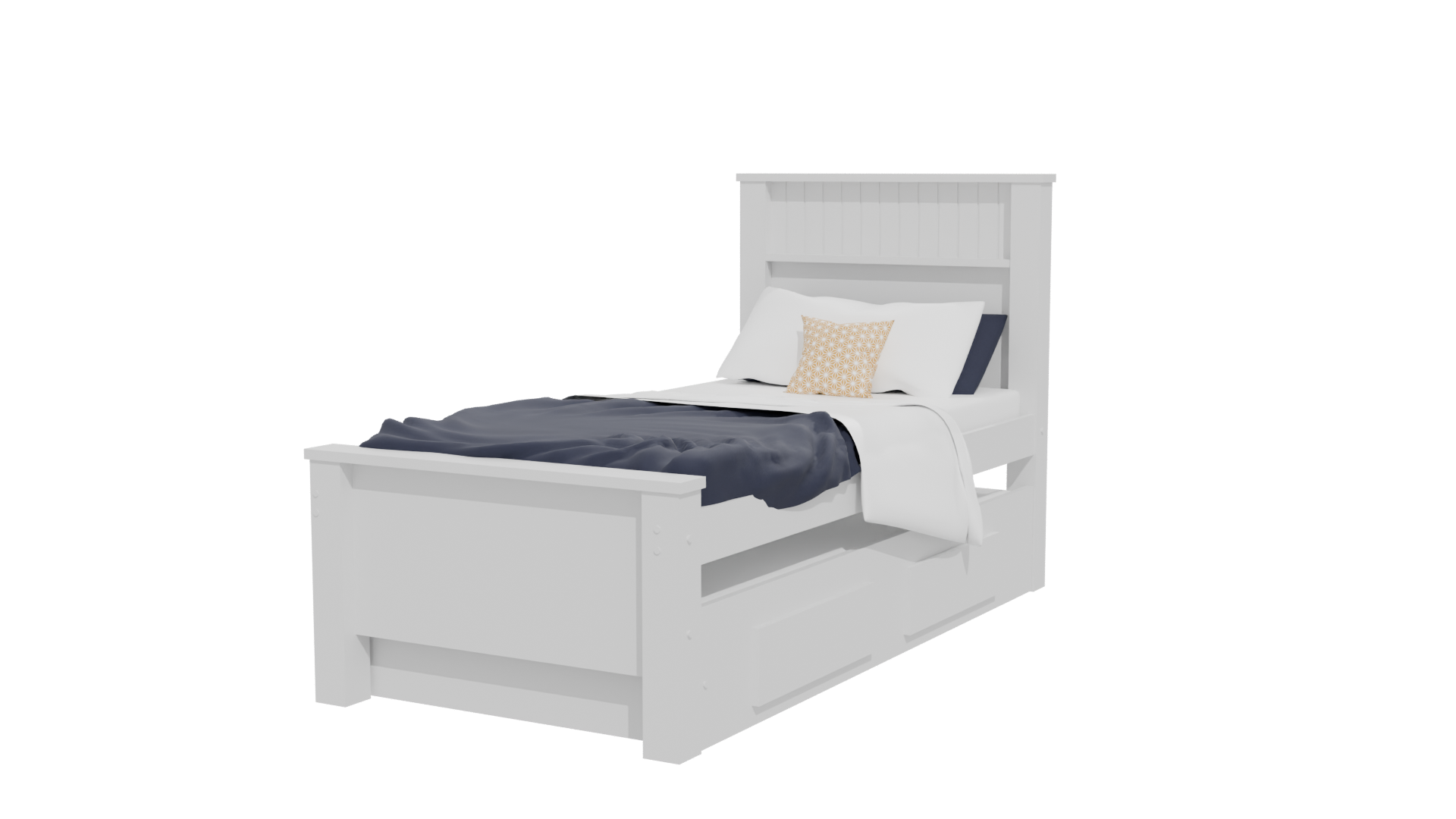 Stylish Minimalist Twin Bed Model - Professional 3D Model Render 24