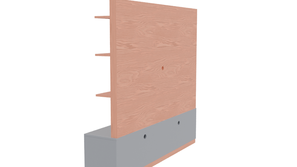 Stylish Wooden Wall Unit 3D - Professional 3D Model Render 3