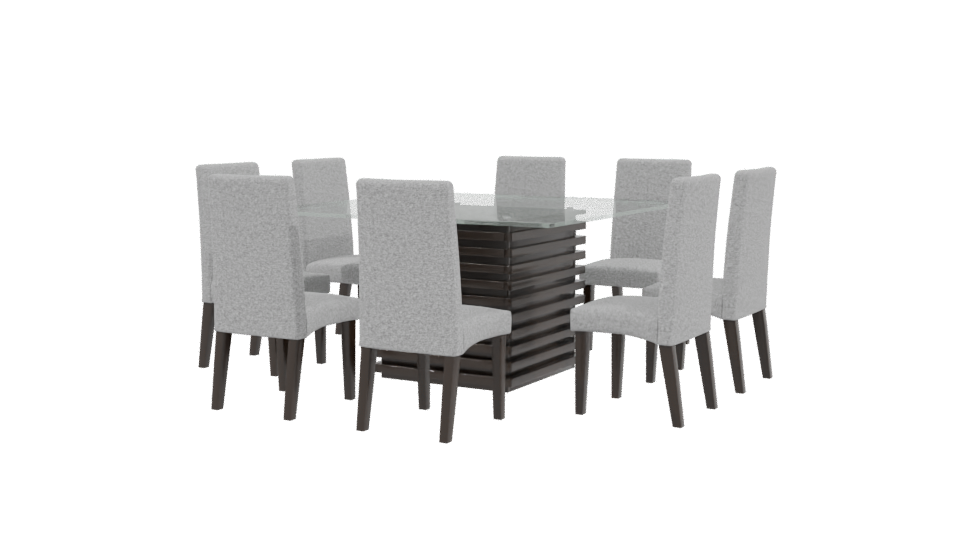 Stylish Glass Top Dining Set - Professional 3D Model Render 3