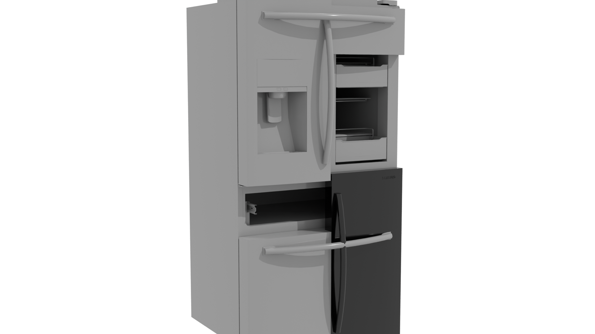 Stylish Black Refrigerator Model - Professional 3D Model Render 10