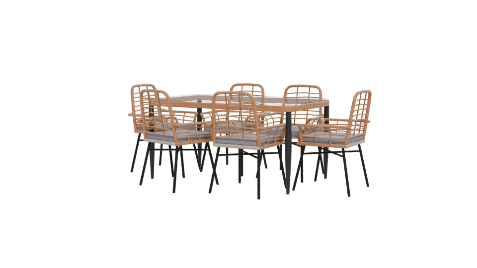 Stylish Outdoor Dining Table and Chairs Set 3D Model - Professional 3D Model Render 12
