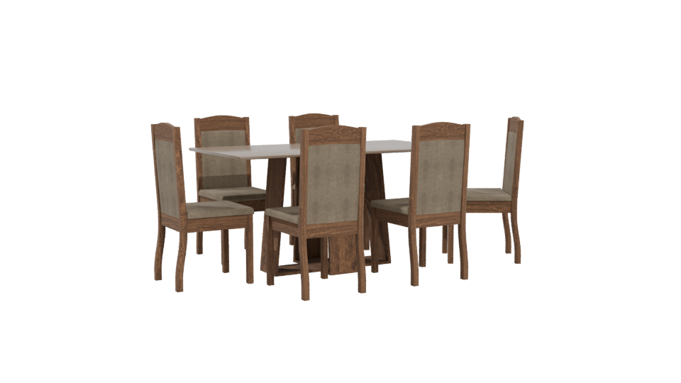 Stylish Wooden Dining Set Model - Professional 3D Model Render 4