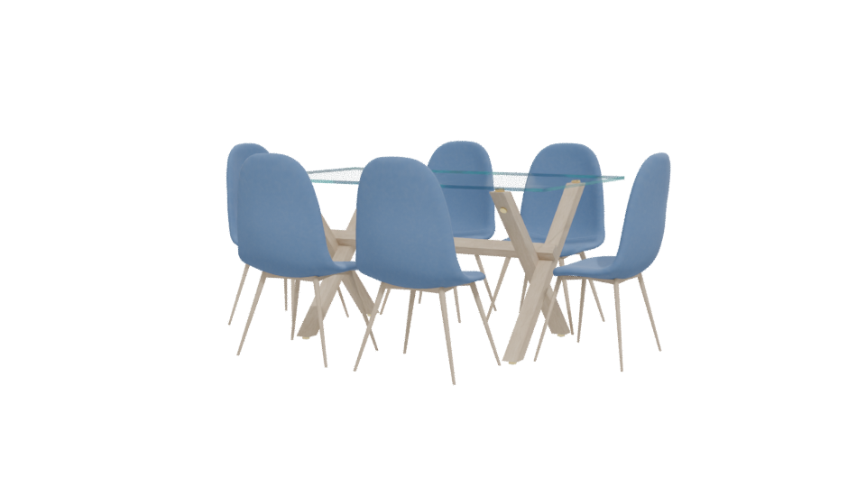 Stylish Glass Dining Table Set - Professional 3D Model Render 12