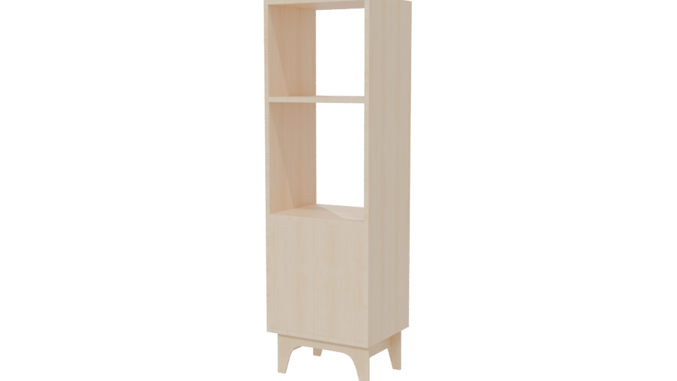 Minimalist Wooden Shelf Unit - Professional 3D Model Render 6