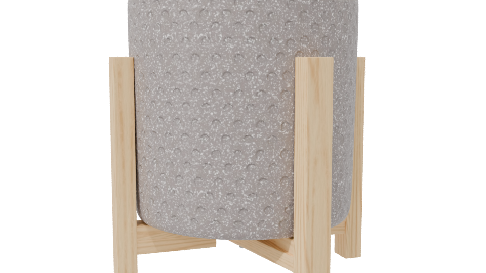 Stylish Modern Planter with Wooden Stand 3D Model - Professional 3D Model Render 7