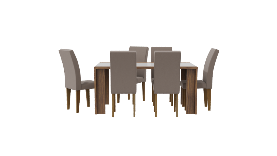 Stylish Wooden Dining Table Set - Professional 3D Model Render 8