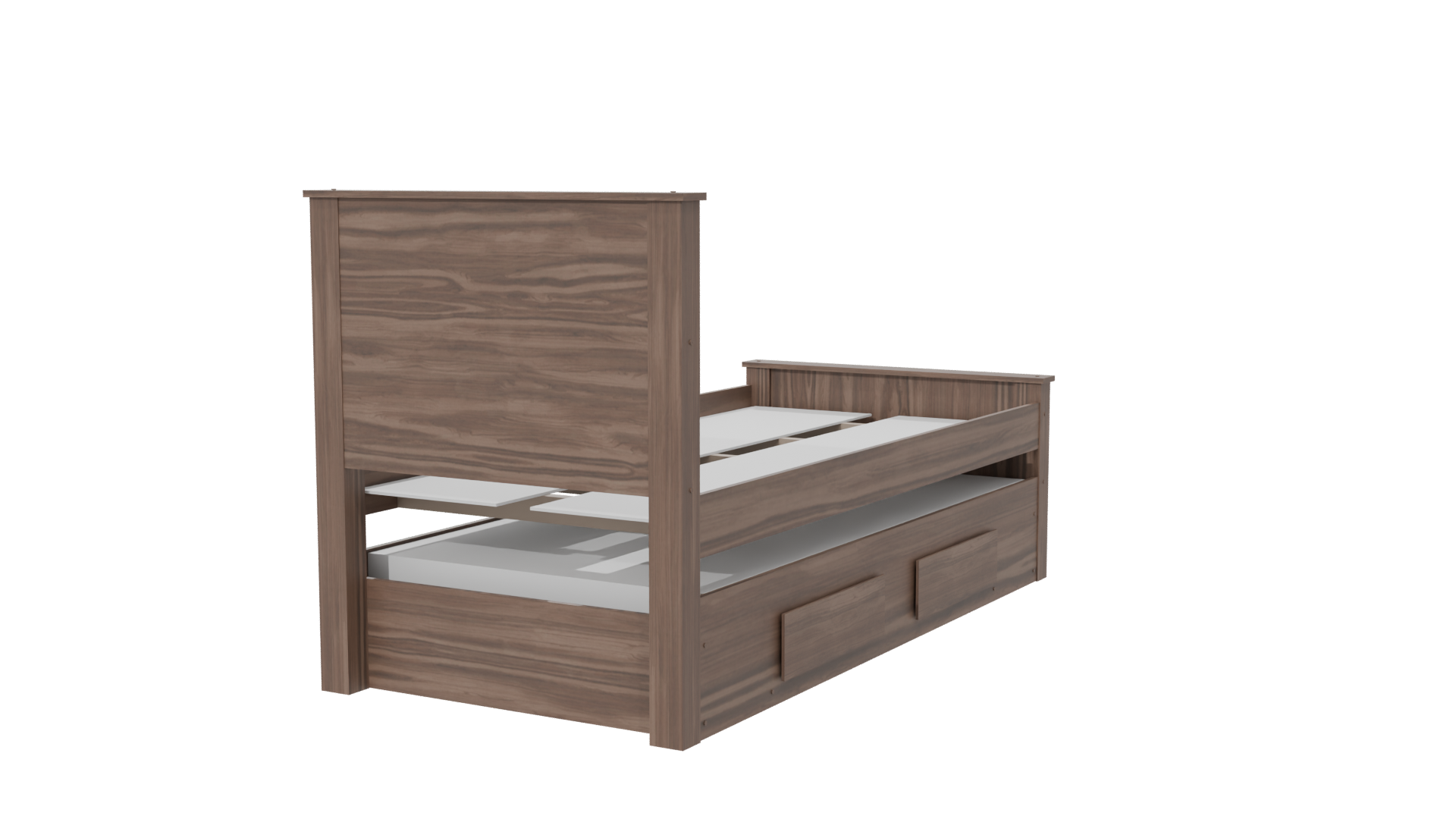 Stylish Wooden Twin Bed 3D Model - Professional 3D Model Render 6