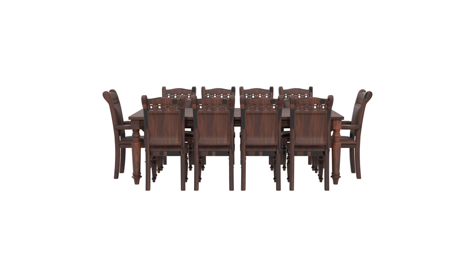 Elegant Rustic Wooden Dining Table with Chairs 3D Model - Professional 3D Model Render 5