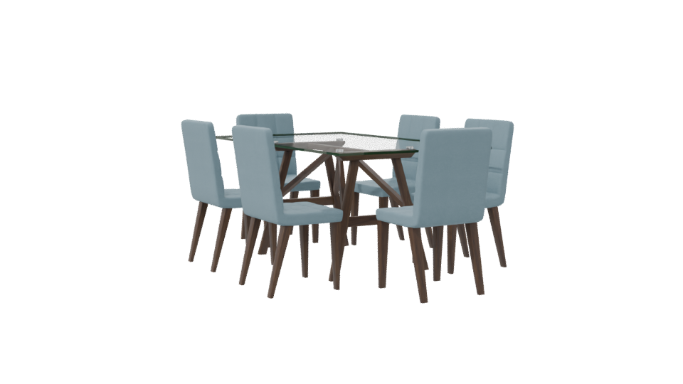Stylish Glass Dining Table Set - Professional 3D Model Render 7