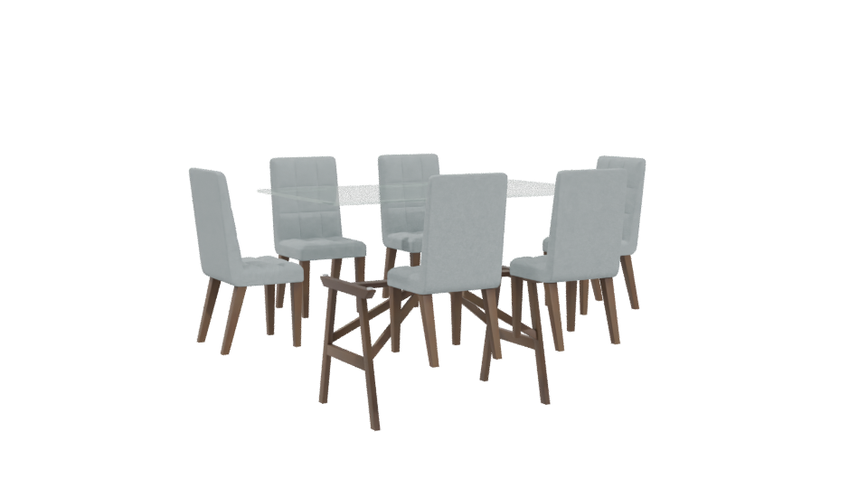 Stylish Glass Dining Table Set - Professional 3D Model Render 4