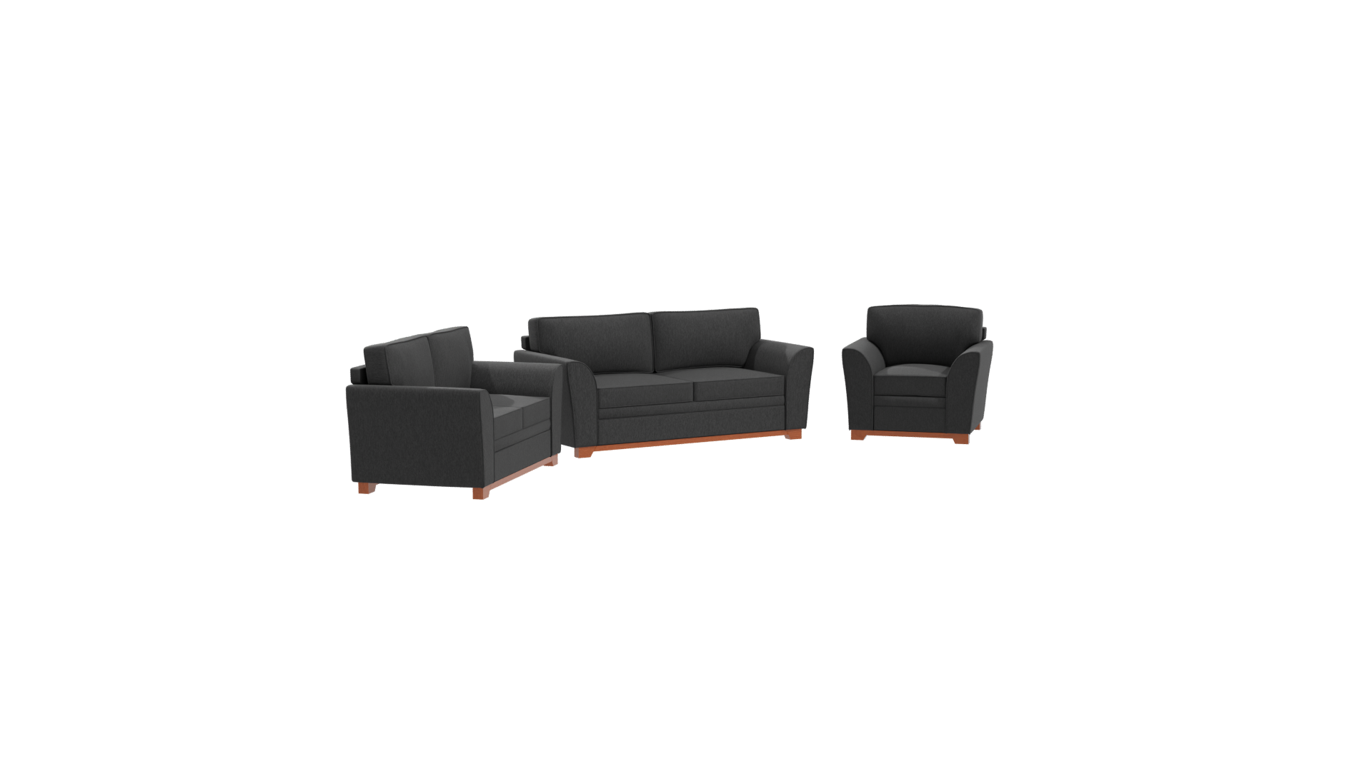 Stylish Black Sofa Set 3D - Professional 3D Model Render 10