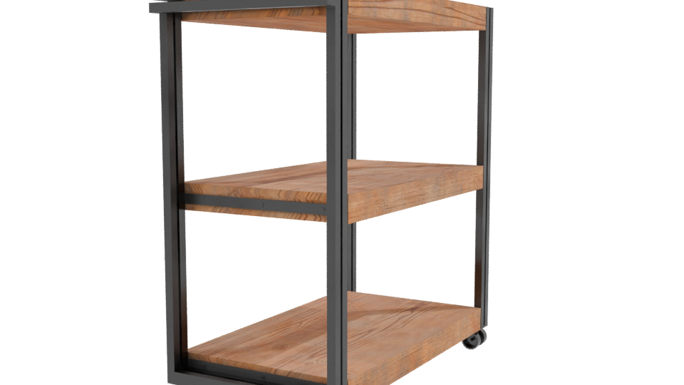Industrial Wooden Shelf Rack 3D - Professional 3D Model Render 9