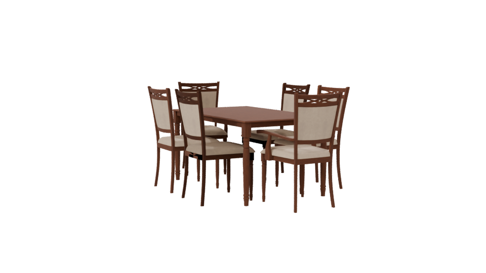 Elegant Wooden Dining Set 3D - Professional 3D Model Render 7