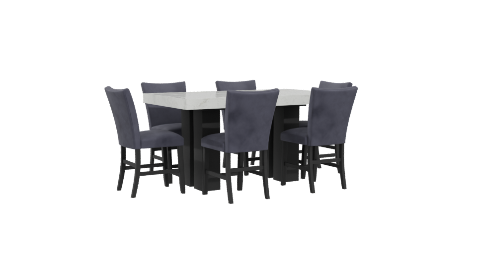 Elegant Rectangular Dining Table Set - Professional 3D Model Render 4